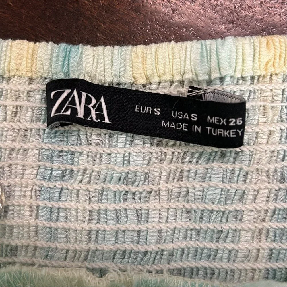 Zara Pastel Tie Dye Halter Babydoll Tank Top Smocked Milkmaid Size Small Women's - Picture 4 of 4